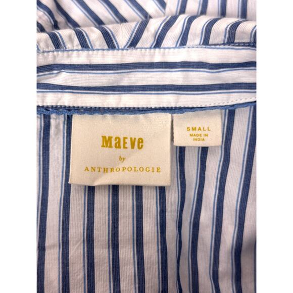 Maeve Top Small Womens Anthropologie Cotton Striped Button Shirt Open Back - Picture 7 of 8